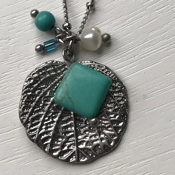 Lia Sophia Turquoise Charm Necklace 18” - Picture 2 of 4